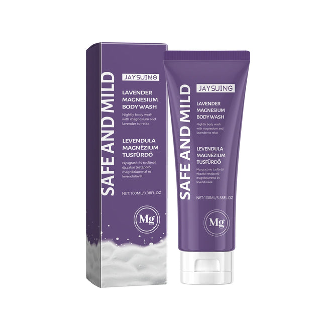 Lavender Magnesium Body Wash i lila tub med tillhörande förpackning – 100 ml
