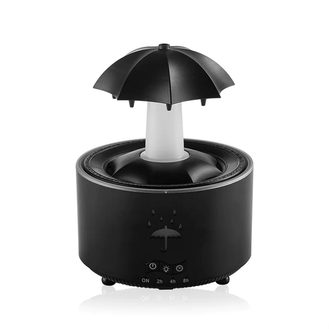 Svart luftfuktare med paraplydesign för aromaterapi och eteriska oljor