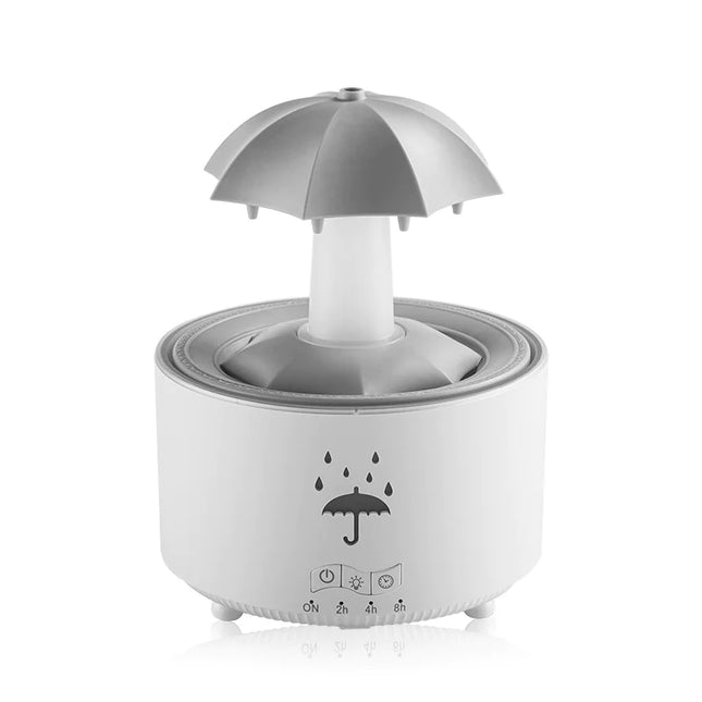 Vit luftfuktare med paraplydesign för eteriska oljor och aromaterapi